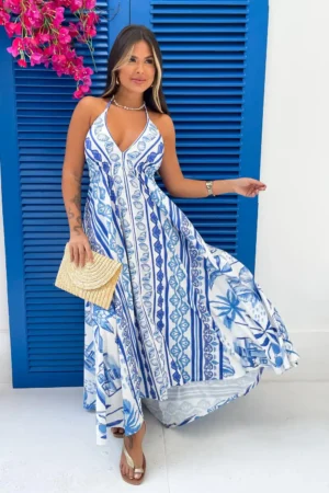 vestido longo bruna brisa oceânica pris mood - fluido, elegante e com estampa inspirada no oceano 1